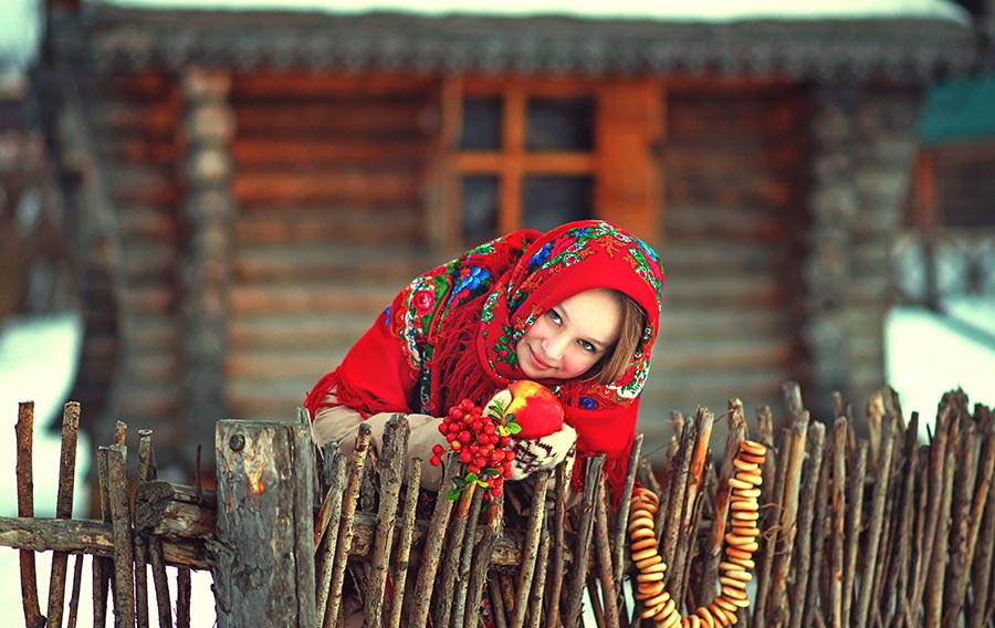 Sexy girl Women in Slavic costumes in Beihai